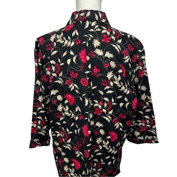 Charter Club Women’s Button Blouse Sz 16 Multi Color Floral Print 100% Linen - Picture 6 of 11